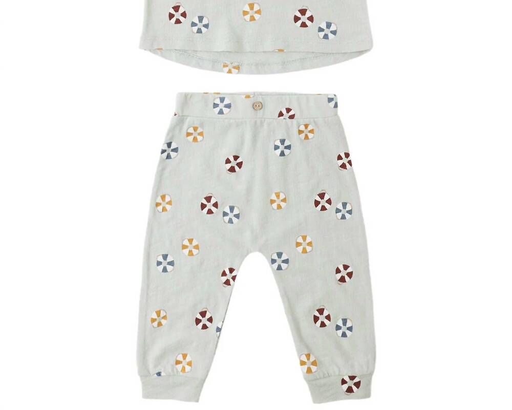 NEW RYLEE + CRU kid's tank and slouch pant set in seafoam/floatie
